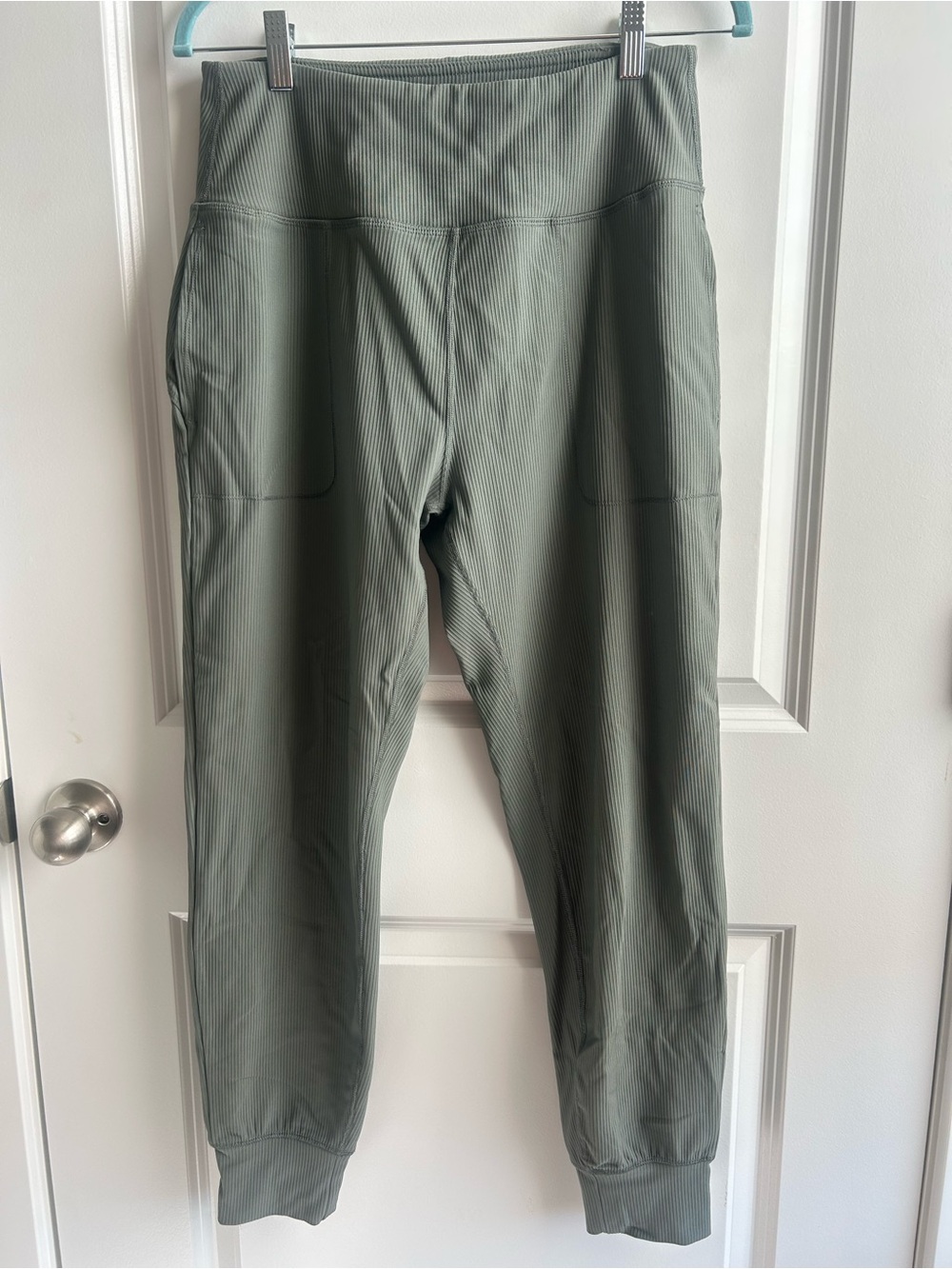 90 Degree By Reflex Ribbed High-Waist Joggers - Sages